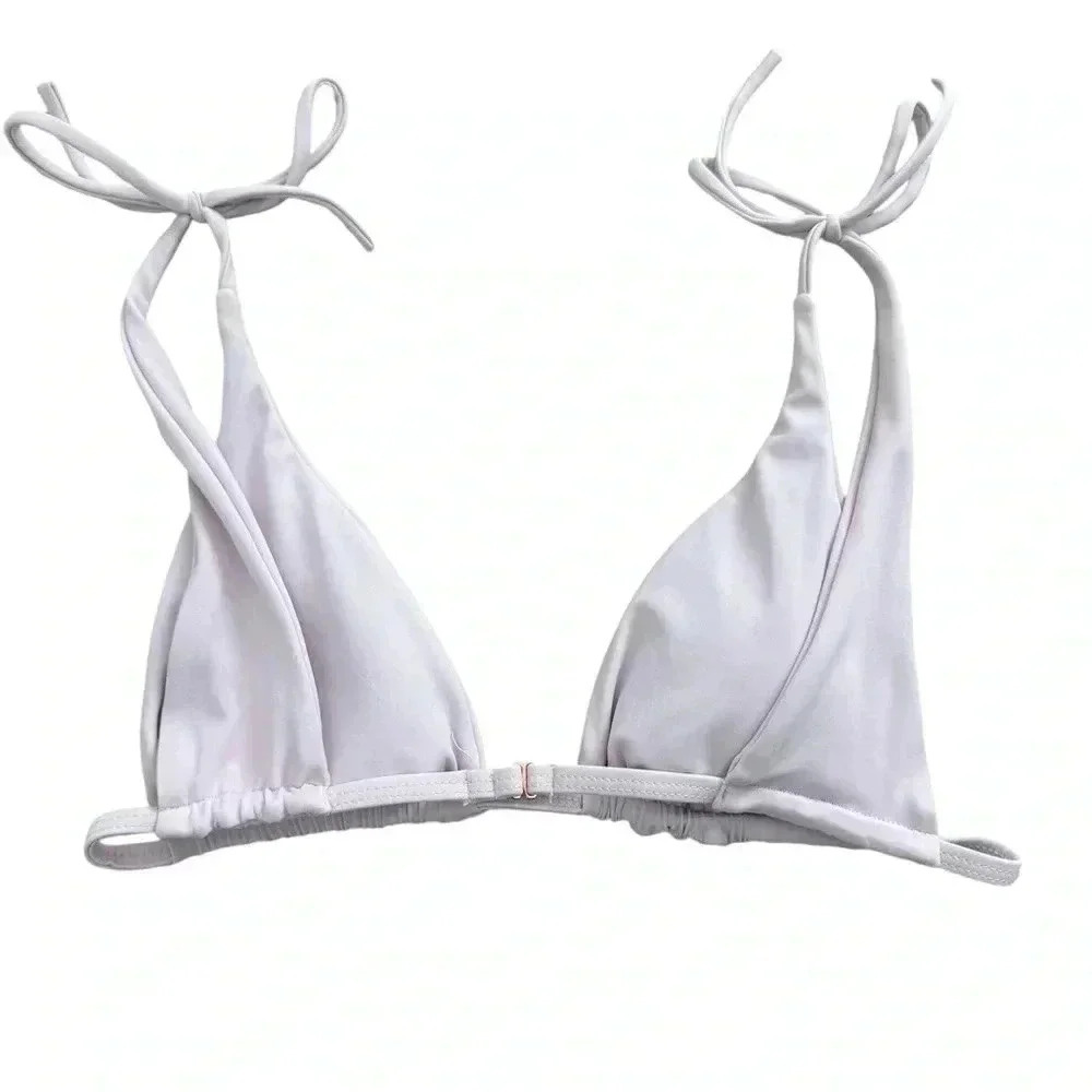 Light Pink Top And Floral Dark Blue Bikini Set, Top: Small Bottom: Large - Picture 6 of 16